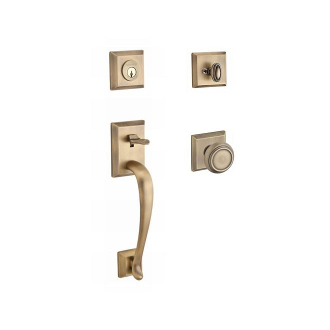 Baldwin Reserve SCNAPXTRATSR049 Single Cylinder Napa Handleset Traditional Knob and Traditional Square Rose with 6AL Latch and Dual Strike Matte Brass and Black Finish - NA - NA