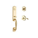 Baldwin Reserve SCNEWXCURLTAR003 Single Cylinder New Hampshire Handleset Left Hand Curve Lever and Traditional Arch Rose with 6AL Latch and Dual Strike Lifetime Brass Finish - Left Hand - NA