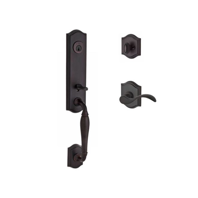 Baldwin Reserve SCNEWXCURLTAR112 Single Cylinder New Hampshire Handleset Left Hand Curve Lever and Traditional Arch Rose with 6AL Latch and Dual Strike Venetian Bronze Finish - Left Hand - NA