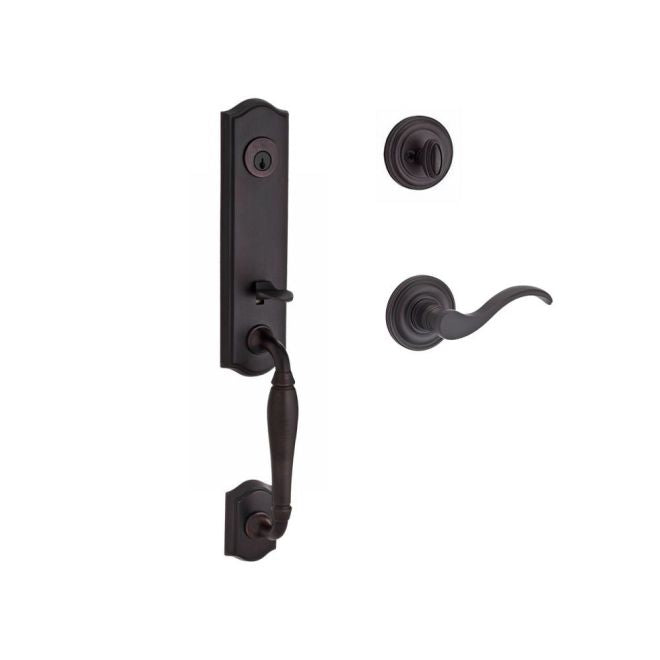 Baldwin Reserve SCNEWXCURRTRR112 Single Cylinder New Hampshire Handleset Right Hand Curve Lever and Traditional Round Rose with 6AL Latch and Dual Strike Venetian Bronze Finish - Right Hand - NA