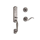 Baldwin Reserve SCNEWXCURRTRR152 Single Cylinder New Hampshire Handleset Right Hand Curve Lever and Traditional Round Rose with 6AL Latch and Dual Strike Matte Antique Nickel Finish - Right Hand - NA