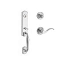 Baldwin Reserve SCNEWXCURRTRR260 Single Cylinder New Hampshire Handleset Right Hand Curve Lever and Traditional Round Rose with 6AL Latch and Dual Strike Bright Chrome Finish - Right Hand - NA