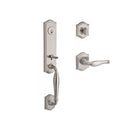 Baldwin Reserve SCNEWXDECRTAR150 Single Cylinder New Hampshire Handleset Right Hand Decorative Lever and Traditional Arch Rose with 6AL Latch and Dual Strike Satin Nickel Finish - Right Hand - NA