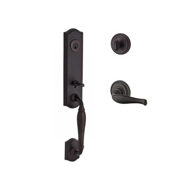 Baldwin Reserve SCNEWXDECRTRR112 Single Cylinder New Hampshire Handleset Right Hand Decorative Lever and Traditional Round Rose with 6AL Latch and Dual Strike Venetian Bronze Finish - Right Hand - NA
