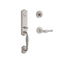Baldwin Reserve SCNEWXDECRTRR150 Single Cylinder New Hampshire Handleset Right Hand Decorative Lever and Traditional Round Rose with 6AL Latch and Dual Strike Satin Nickel Finish - Right Hand - NA