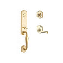 Baldwin Reserve SCNEWXFEDRTAR003 Single Cylinder New Hampshire Handleset Right Hand Federal Lever and Traditional Arch Rose with 6AL Latch and Dual Strike Lifetime Brass Finish - Right Hand - NA