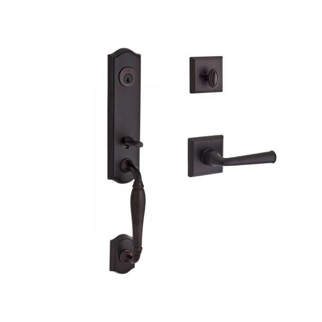 Baldwin Reserve SCNEWXFEDRTSR112 Single Cylinder New Hampshire Handleset Right Hand Federal Lever and Traditional Square Rose with 6AL Latch and Dual Strike Venetian Bronze Finish - Right Hand - NA