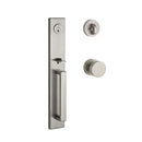 Baldwin Reserve SCSANXCONCRR150 Single Cylinder Santa Cruz Handleset Contemporary Knob and Contemporary Round Rose with 6AL Latch and Dual Strike Satin Nickel Finish - NA - NA