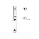 Baldwin Reserve SCSEAXSQULCRR260 Single Cylinder Seattle Handleset Left Hand Square Lever and Contemporary Round Rose with 6AL Latch and Dual Strike Bright Chrome Finish - Left Hand - NA