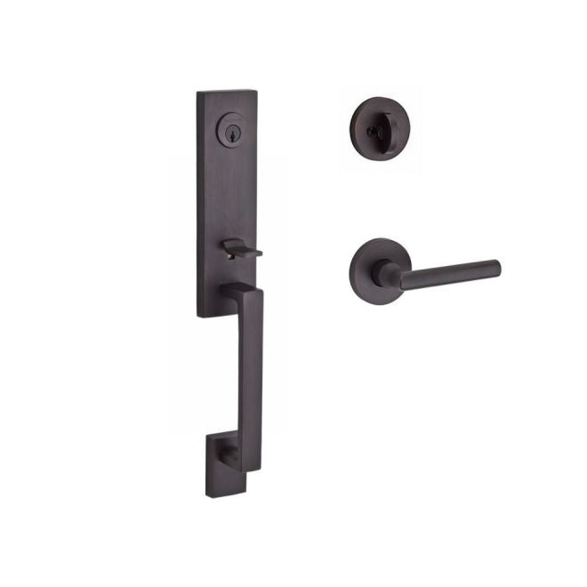 Baldwin Reserve SCSEAXTUBLCRR112 Single Cylinder Seattle Handleset Left Hand Tube Lever and Contemporary Round Rose with 6AL Latch and Dual Strike Venetian Bronze Finish - Left Hand - NA