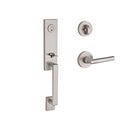 Baldwin Reserve SCSEAXTUBLCRR150 Single Cylinder Seattle Handleset Left Hand Tube Lever and Contemporary Round Rose with 6AL Latch and Dual Strike Satin Nickel Finish - Left Hand - NA