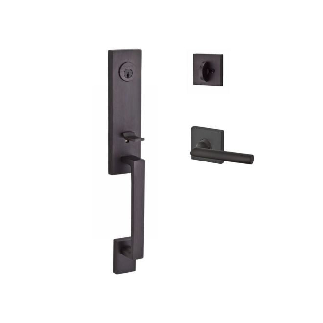 Baldwin Reserve SCSEAXTUBRCSR112 Single Cylinder Seattle Handleset Right Hand Tube Lever and Contemporary Square Rose with 6AL Latch and Dual Strike Venetian Bronze Finish - Right Hand - NA