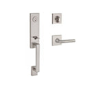 Baldwin Reserve SCSEAXTUBRCSR150 Single Cylinder Seattle Handleset Right Hand Tube Lever and Contemporary Square Rose with 6AL Latch and Dual Strike Satin Nickel Finish - Right Hand - NA