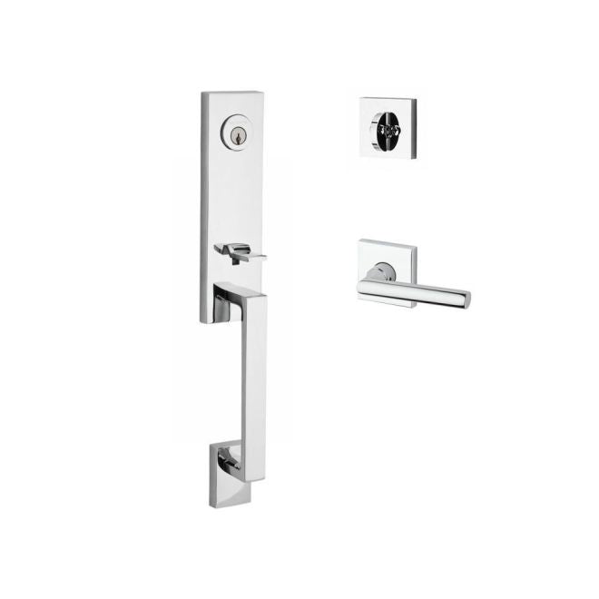 Baldwin Reserve SCSEAXTUBRCSR260 Single Cylinder Seattle Handleset Right Hand Tube Lever and Contemporary Square Rose with 6AL Latch and Dual Strike Bright Chrome Finish - Right Hand - NA