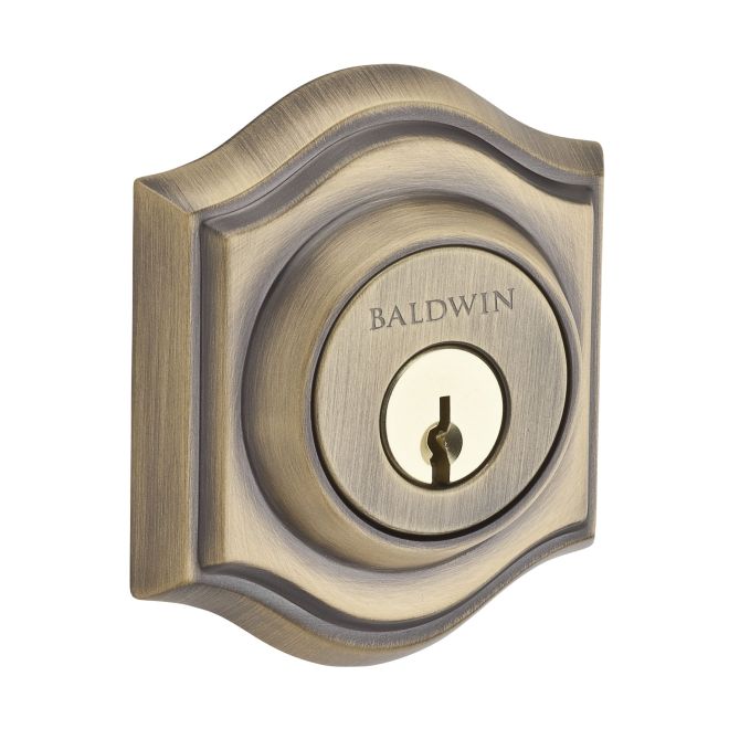 Baldwin Reserve SCTAD049 Single Cylinder Traditional Arch Deadbolt with 6AL Latch and Dual Strike Matte Brass and Black Finish - Matte Brass and Black - NA