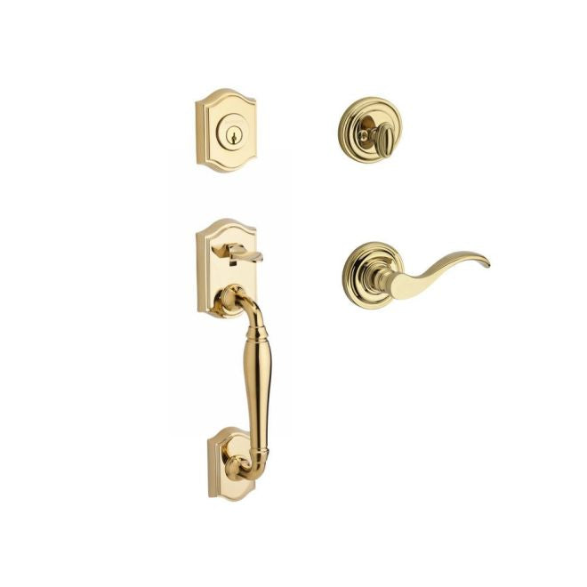 Baldwin Reserve SCWESXCURRTRR003 Single Cylinder Westcliff Handleset Right Hand Curve Lever and Traditional Round Rose with 6AL Latch and Dual Strike Lifetime Brass Finish - Right Hand - NA