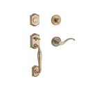 Baldwin Reserve SCWESXCURRTRR049 Single Cylinder Westcliff Handleset Right Hand Curve Lever and Traditional Round Rose with 6AL Latch and Dual Strike Matte Brass and Black Finish - Right Hand - NA