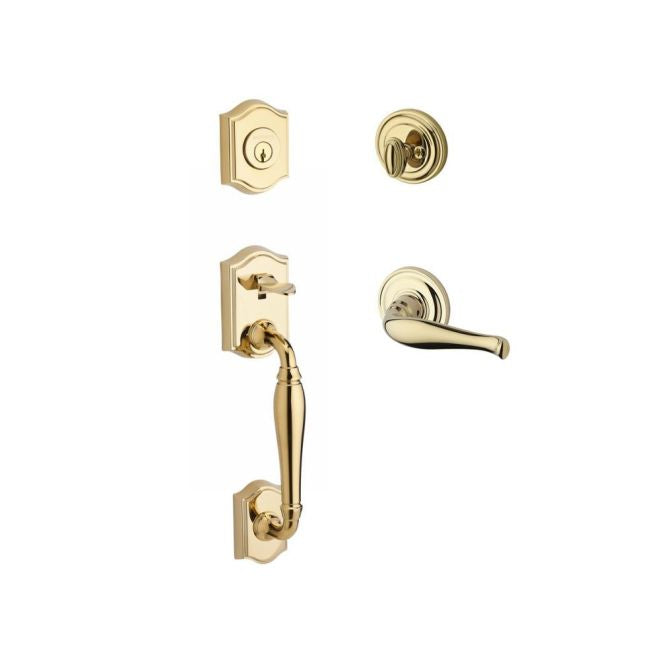 Baldwin Reserve SCWESXDECLTRR003 Single Cylinder Westcliff Handleset Left Hand Decorative Lever and Traditional Round Rose with 6AL Latch and Dual Strike Lifetime Brass Finish - Left Hand - NA