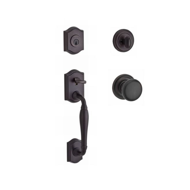 Baldwin Reserve SCWESXROUTRR112 Single Cylinder Westcliff Handleset Round Knob and Traditional Round Rose with 6AL Latch and Dual Strike Venetian Bronze Finish - NA - NA