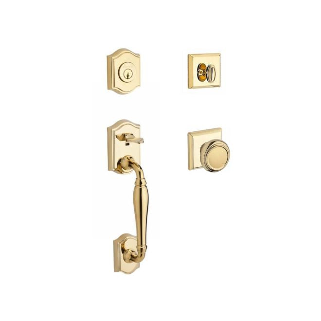 Baldwin Reserve SCWESXTRATSR003 Single Cylinder Westcliff Handleset Traditional Knob and Traditional Square Rose with 6AL Latch and Dual Strike Lifetime Brass Finish - NA - NA