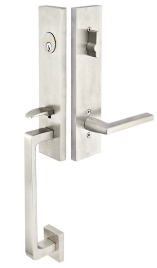Emtek Stainless Steel Davos Tubular Handleset with Helios lever